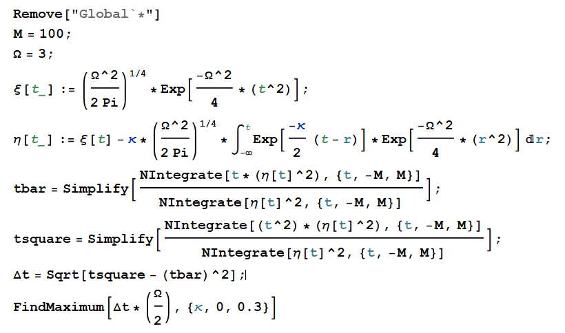 The Mathematica codes
