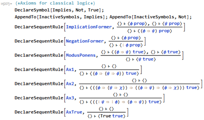 declaring axioms for classical logic