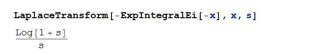 LaplaceTransform of exponential integral function