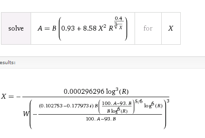 Wolfram Alpha's solution to my equation