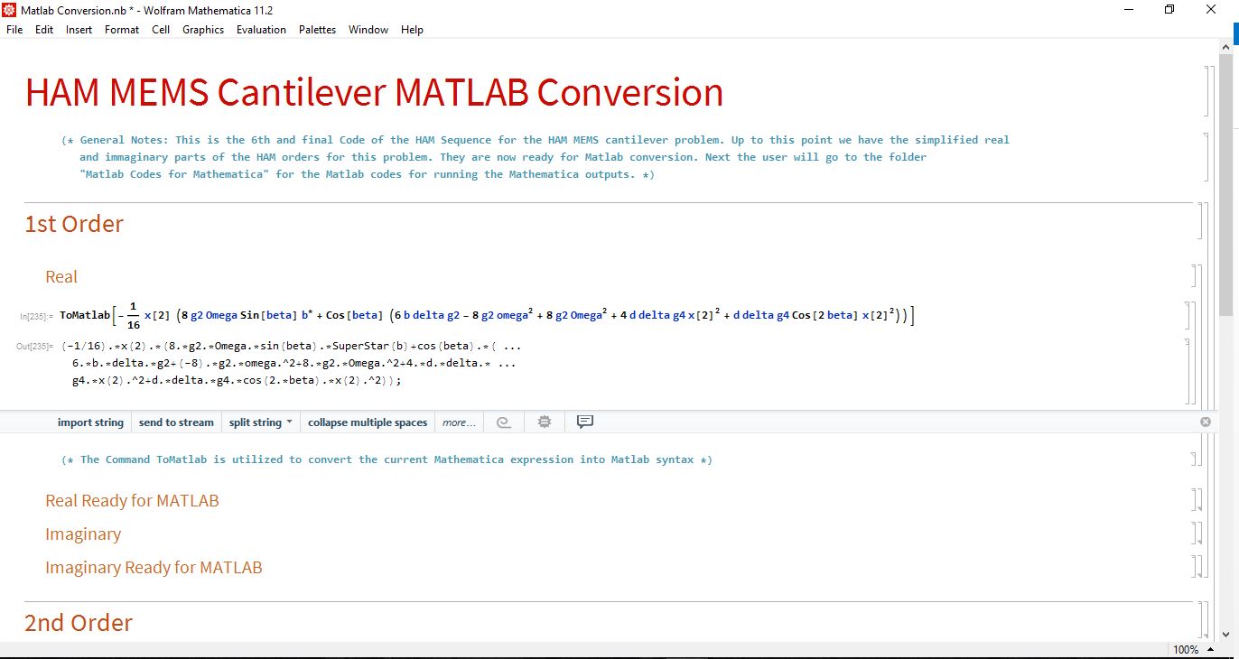 Mathematica interface with code