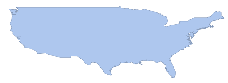 conterminous US in the CylindricalEqualArea projection