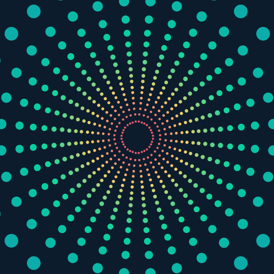 Stereographic projection with dancing dots, presumably due to discretization effects