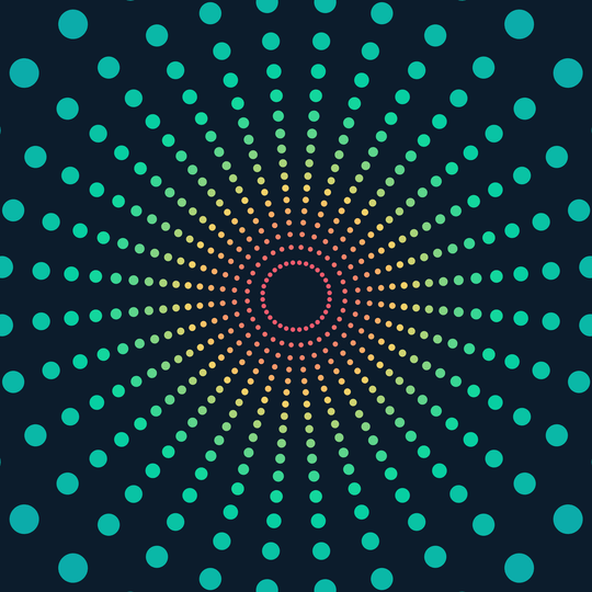 Stereographic projection of dots on the sphere