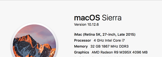 My iMac system info