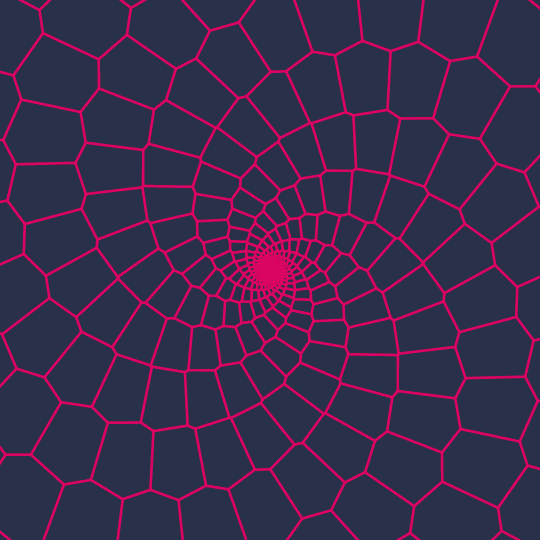 Voronoi cells of stereographically projected loxodrome points