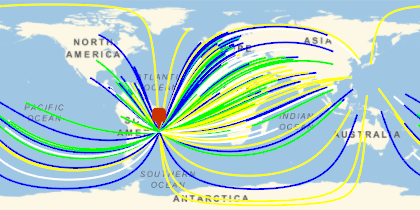 Geographics of the nations converging on Rio