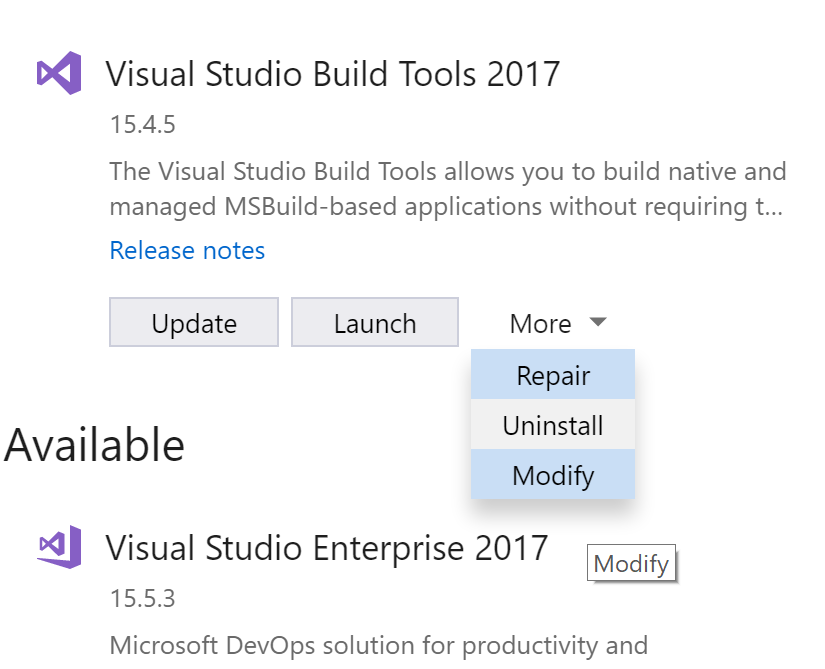 Build tools installer