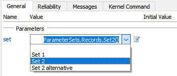 drop down menu parameter dialog