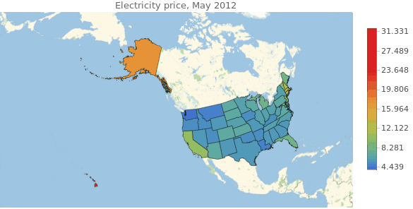 Electricity prices by state animation