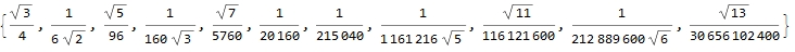 area/volumes of triangle, tetrahedron, 4-simplex, ...