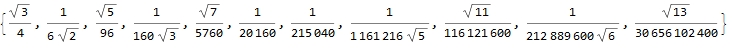 area/volumes of triangle, tetrahedron, 4-simplex, ...