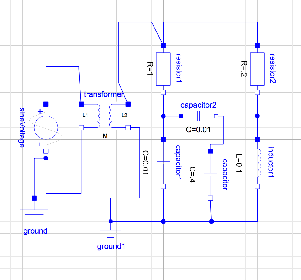 Modeling an electrical circuit with transformer in SystemModeler