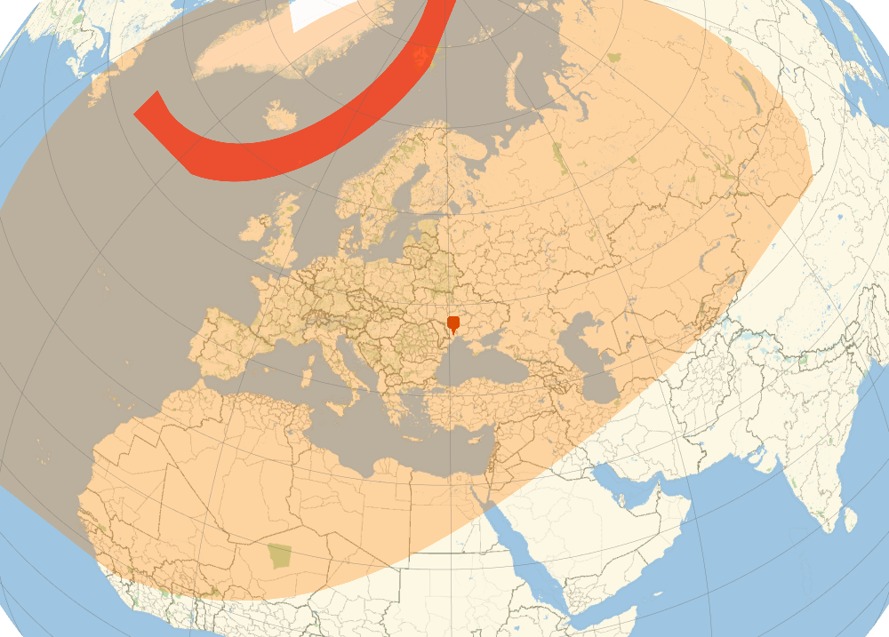 From Ukraine photo and map of the solar eclipse Mar 20, 2015 Online