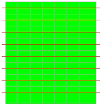 square grid with horizontal lines through the squares' centers