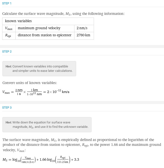 surface wave magnitude definition initial steps