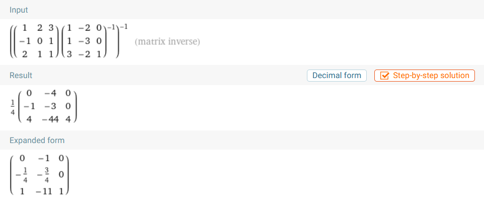 inverse (((1,2,3),(-1,0,1),(2,1,1)) * (inverse ((1,-2,0),(1,-3,0),(3,-2,1))))