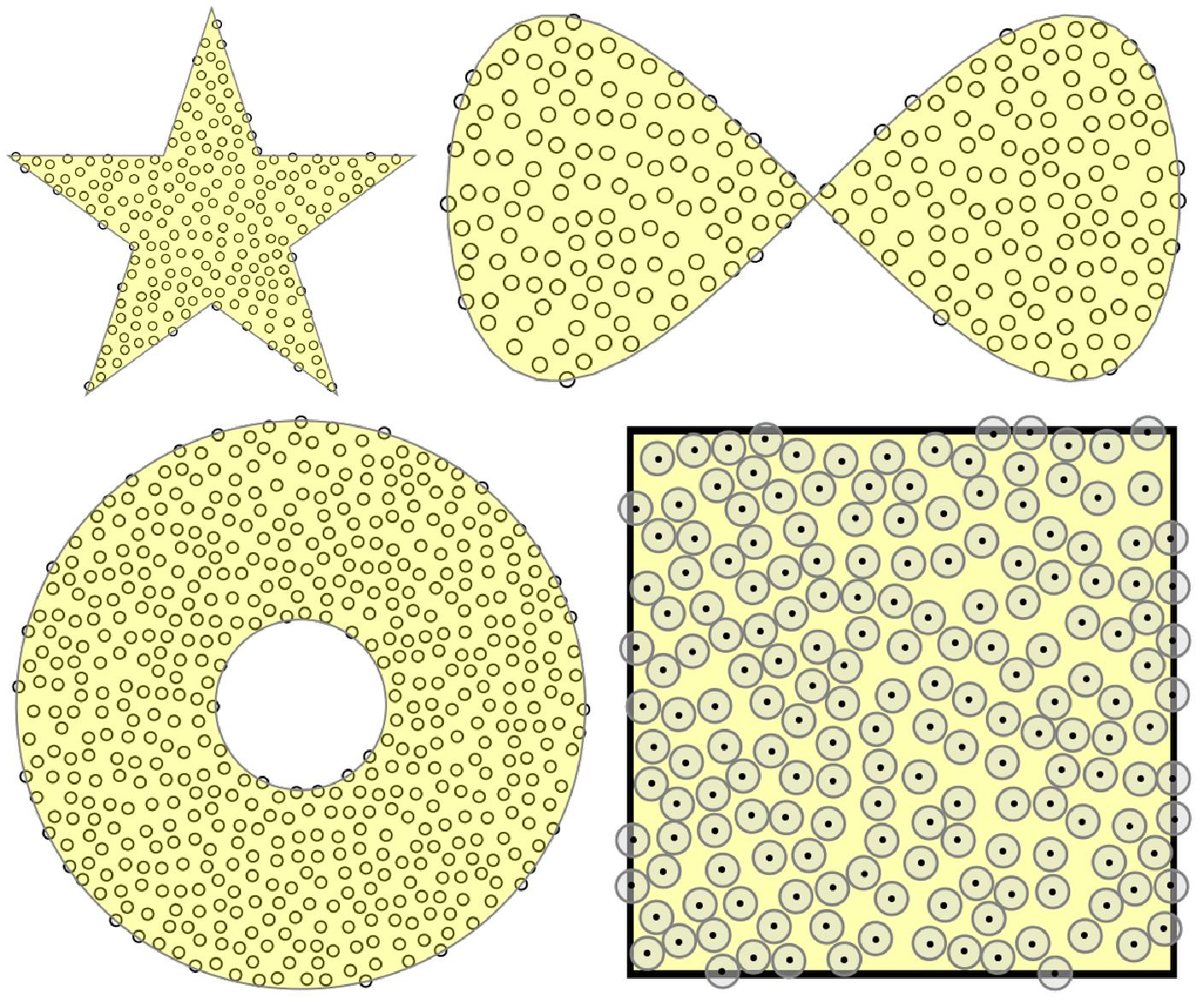  Poisson disk sampling -- various geometric regions 