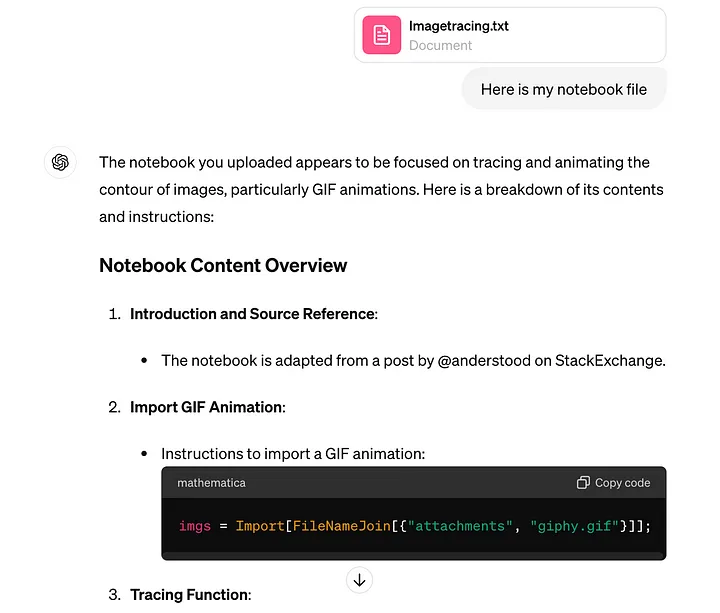 GPT-4 parsing a WLJS Notebook