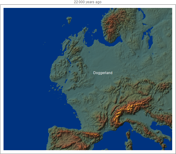 sea level effects on the U.K. and Europe 22,000 years ago