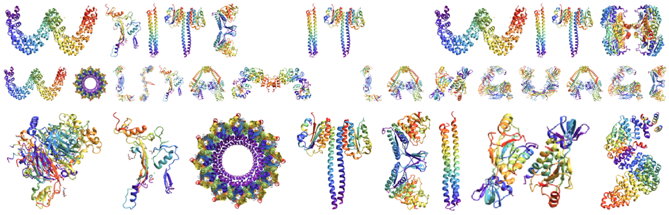 Write it with proteins: protein structures that mimic letters of English alphabet