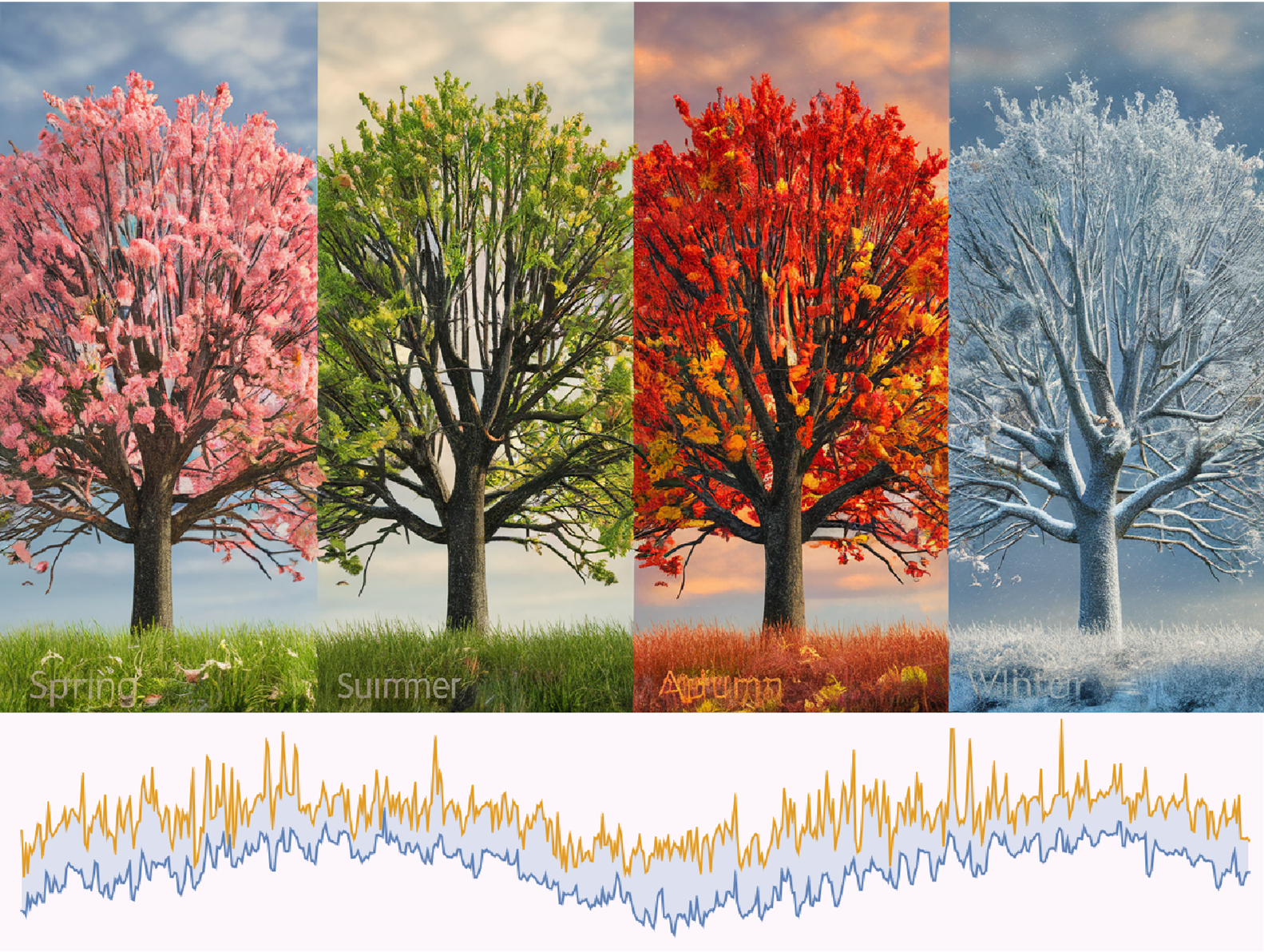 Detection of yearly seasons in temperature data dependent on average trends and locations