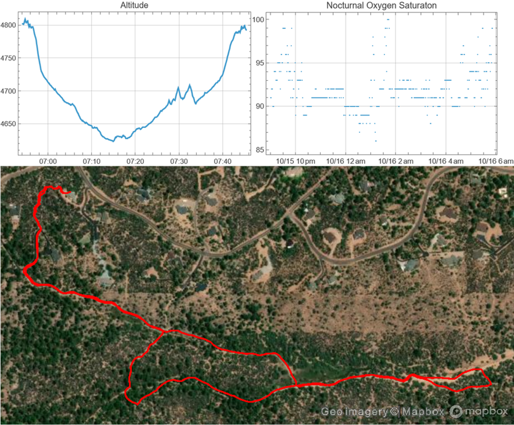 Access and visualize Garmin FIT data: nocturnal oxygen saturation, hike activity and GPS