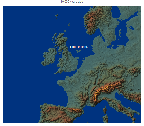 sea level effects on the U.K. and Europe 10,500 years ago