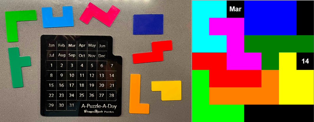 A-Puzzle-A-Day solver: shapes placement on calendar board