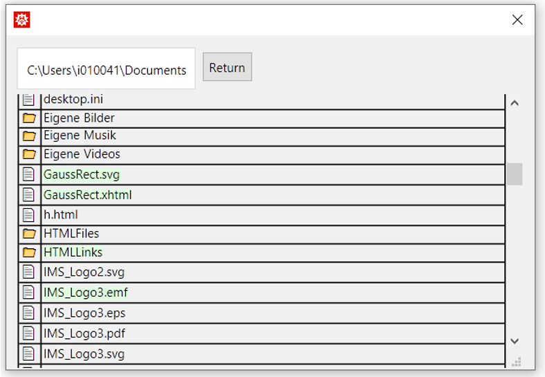 FileBrowser browse, select paths. No explicit system calls involved