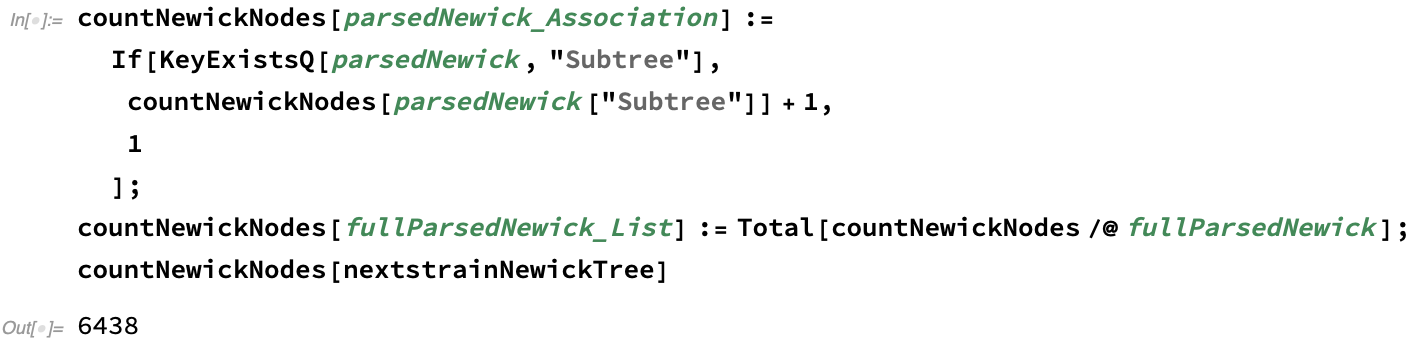 Newick node count