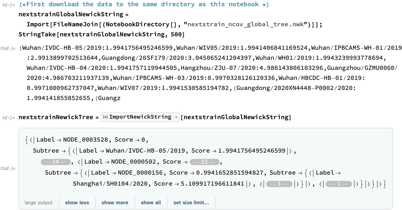 Nextstrain tree import