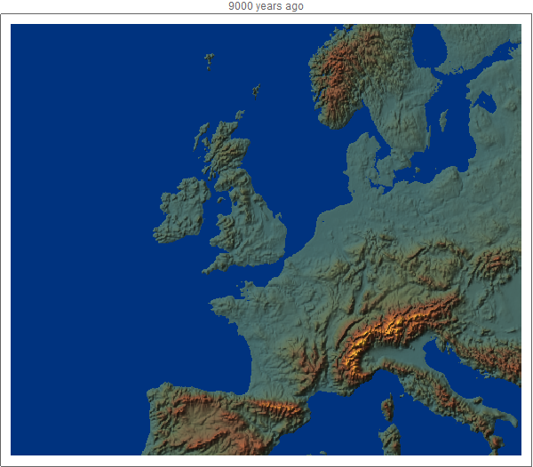 sea level effects on the U.K. and Europe 9,000 years ago