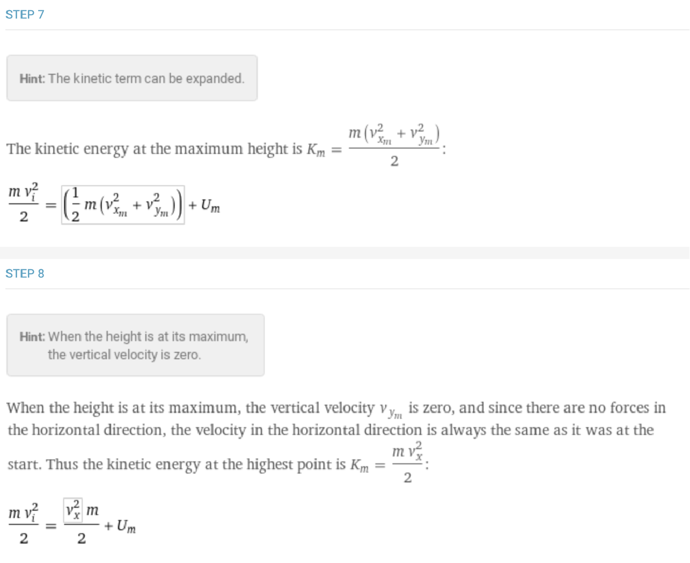 projectile steps 7 and 8