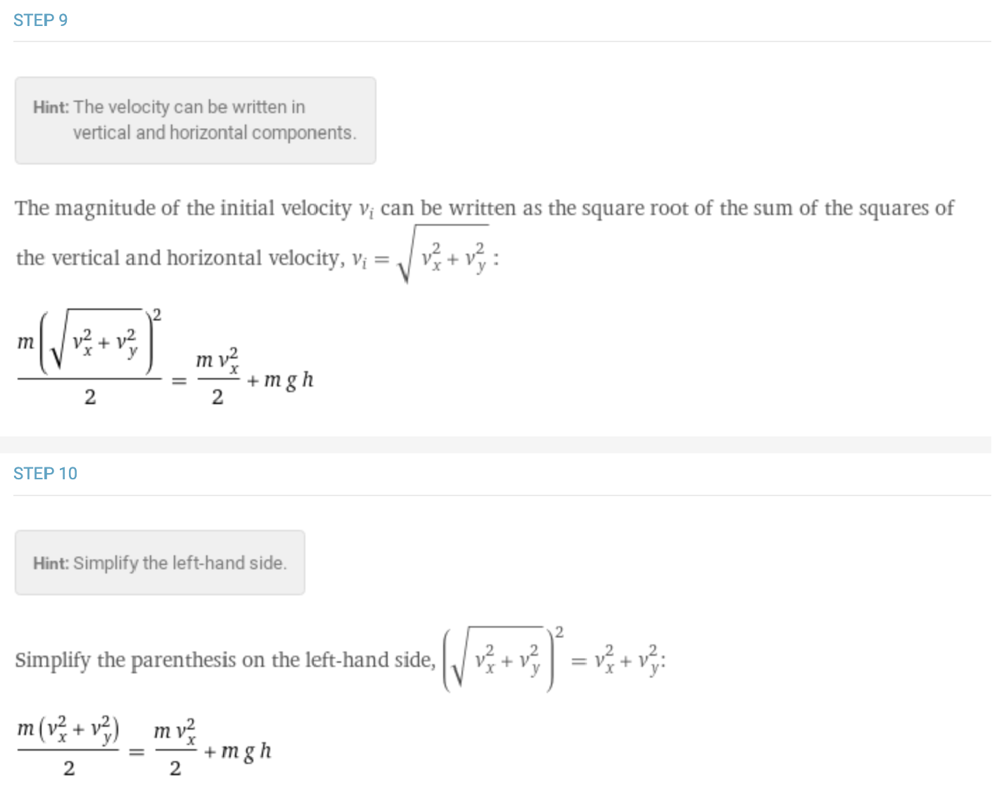 projectile steps 9 and 10