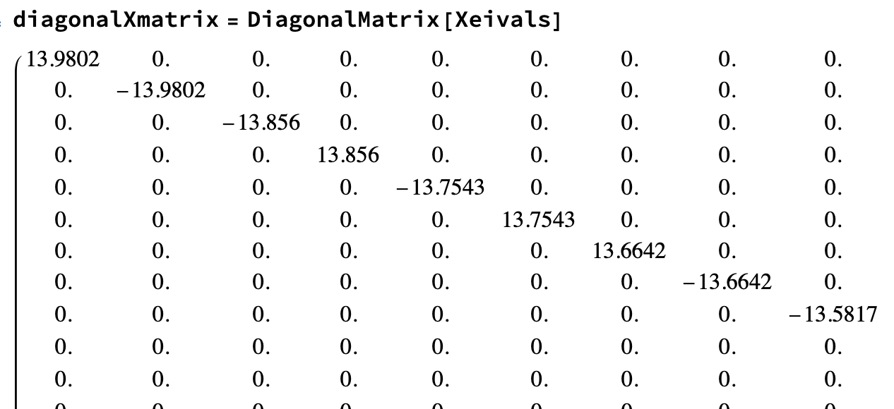 Diagonalized X matrix