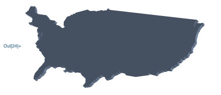a flat extruded version of the USA mainland