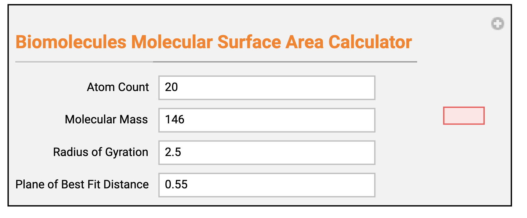 The red portion is supposed to be where the Molecular Surface Area is