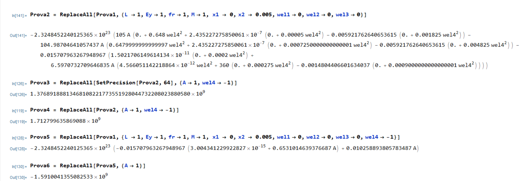 Some test on the equations and strange results