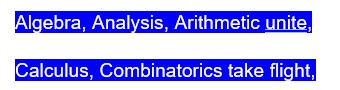 Algebra, Analysis, Arithmetic unite, Calculus, Combinatorics take flight