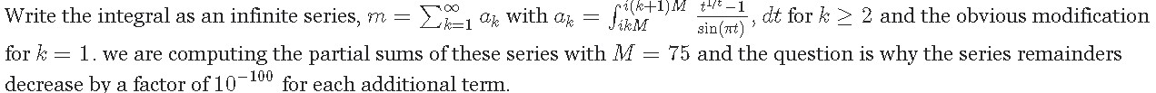 Write the integral as an infinite series,... for each additional term.