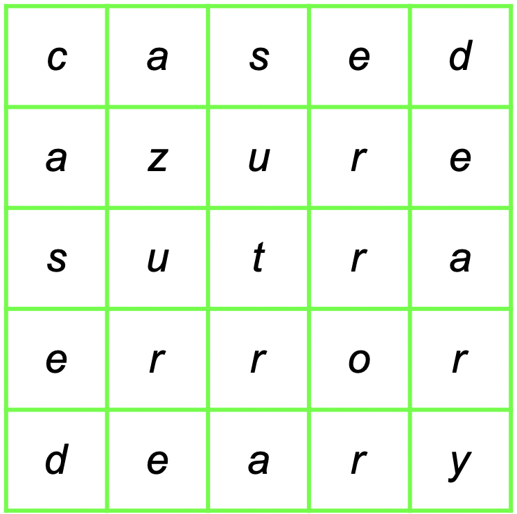 Solved crossword grid