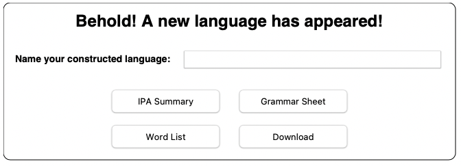 Computational Generation of Constructed Languages