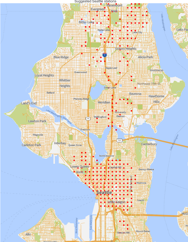 Optimizing rentable bike stations in urban environments