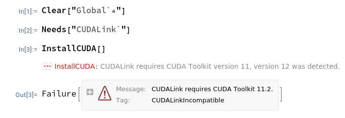 Mathematica 13.2 can not work with CUDA Toolkit 12.0