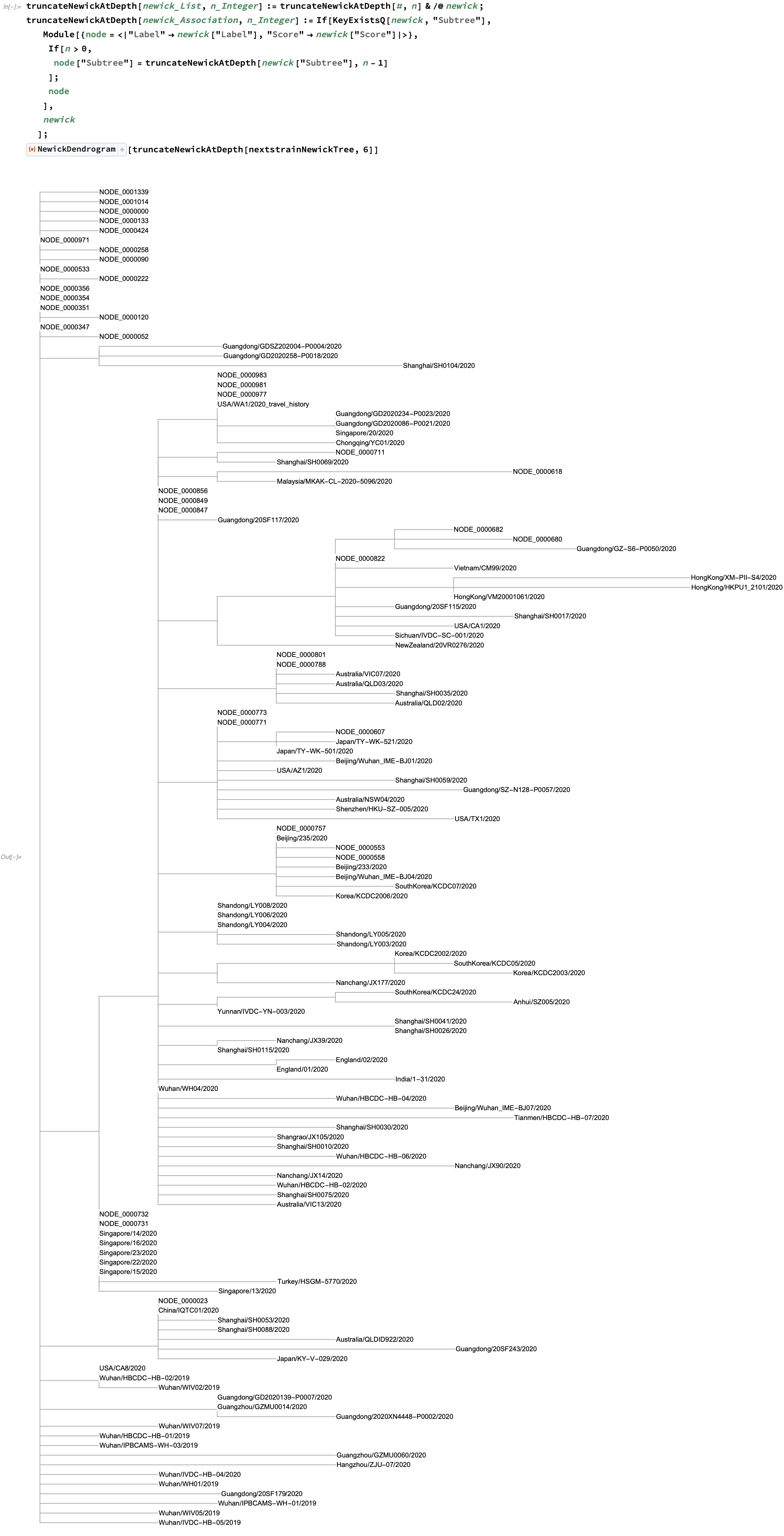 Truncate full Nextstrain from root