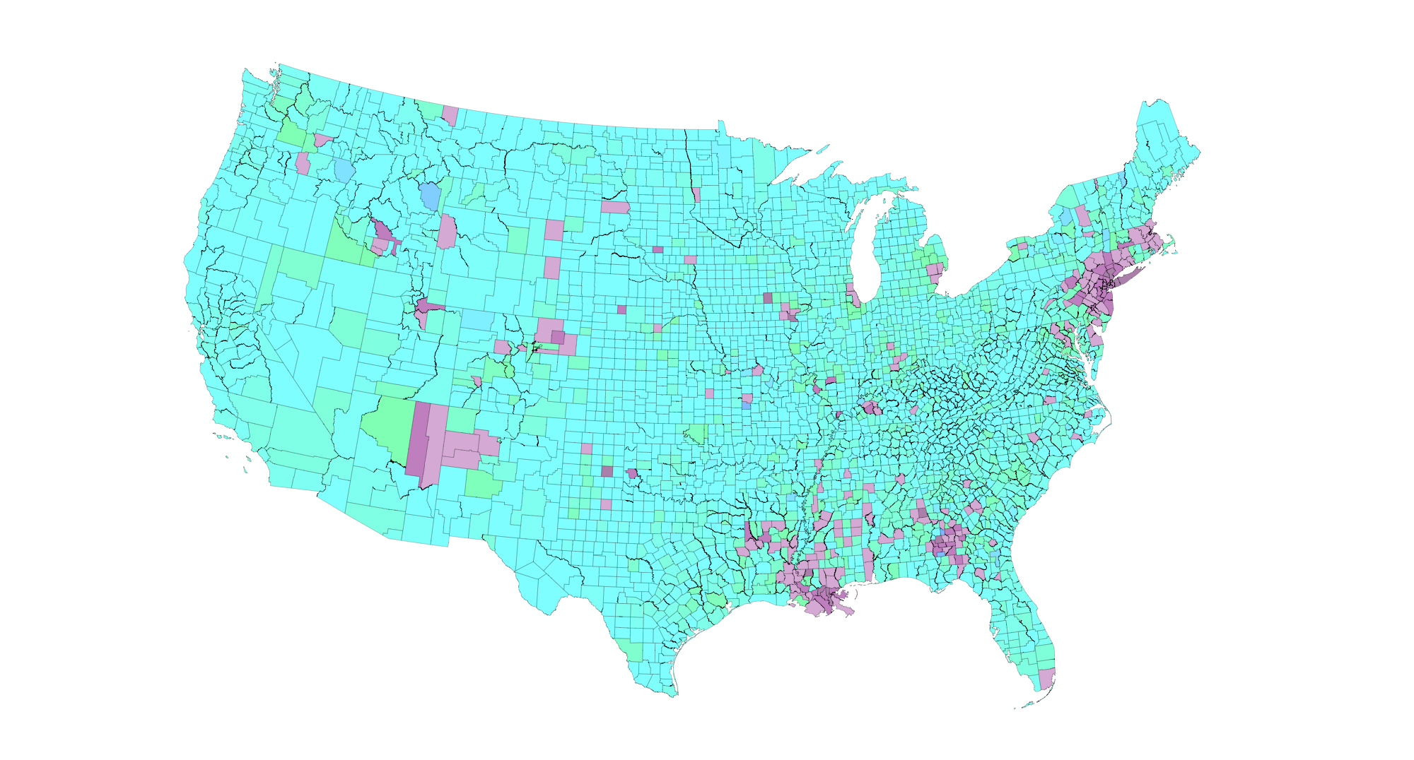 Map for the continental US