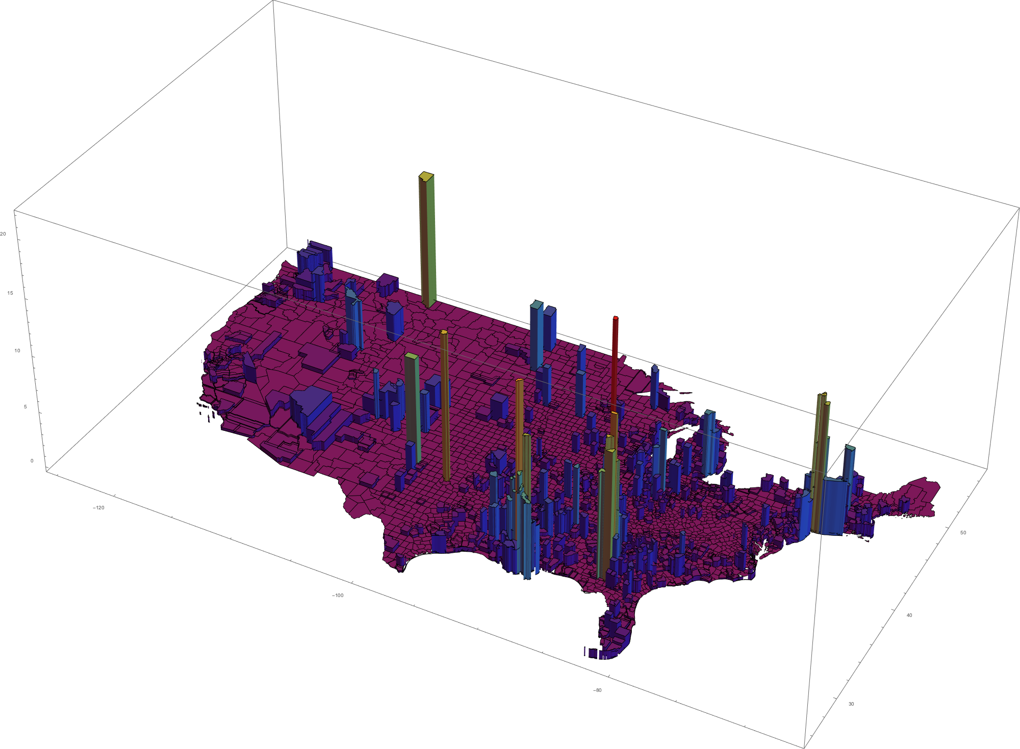 3D Map of continental US