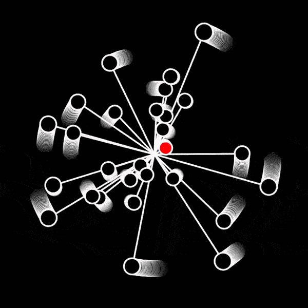 Red dot thorny journey through the realms of time: random walk shaped by overlap events