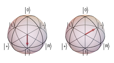 Bloch Spheres for |1> and |->